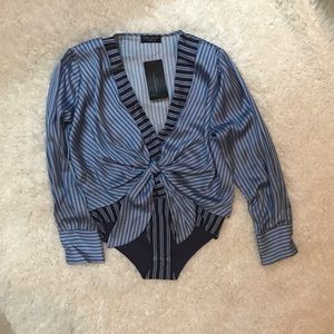 NWT Women’s Medium Zara woven blouse bodysuit